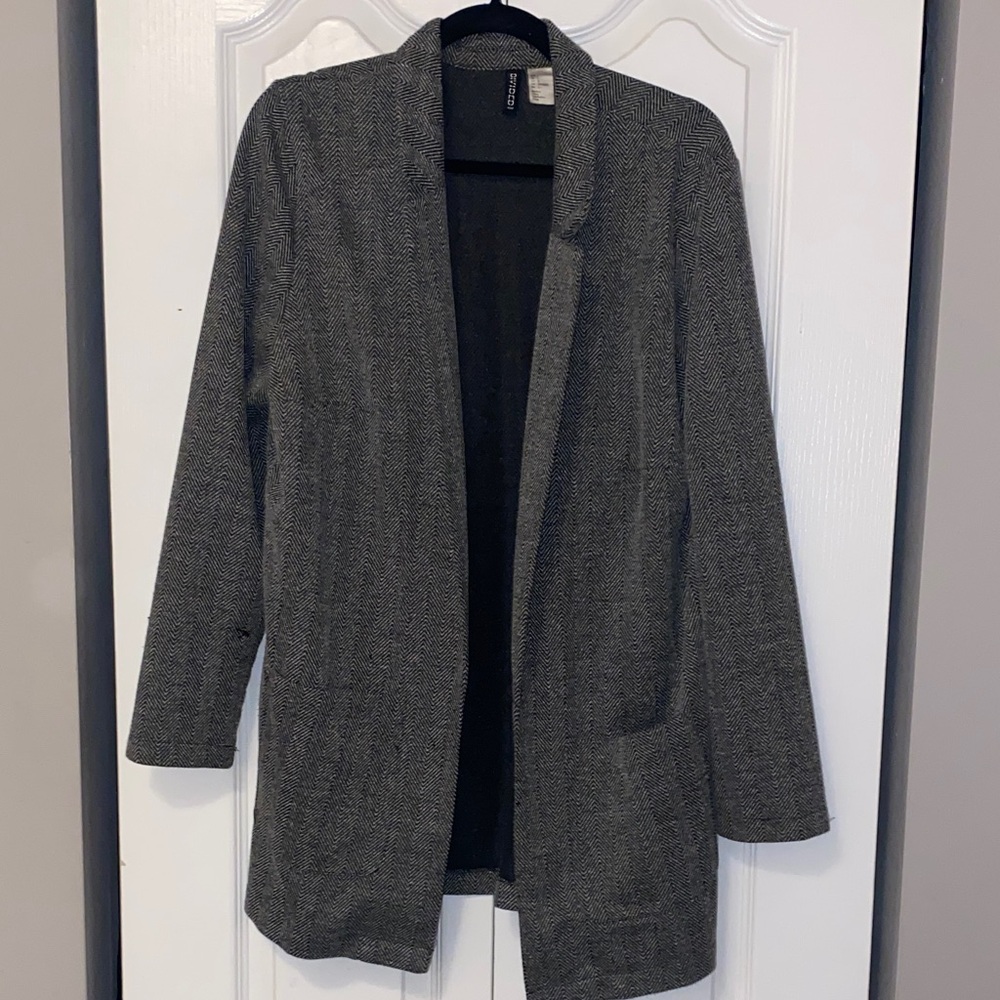 H&M Divided Black and Gray Herringbone Cardigan
